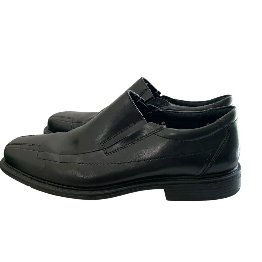 Clarks Leather England Deane Square Toe Loafer Mens 10M Black Office Career Work
